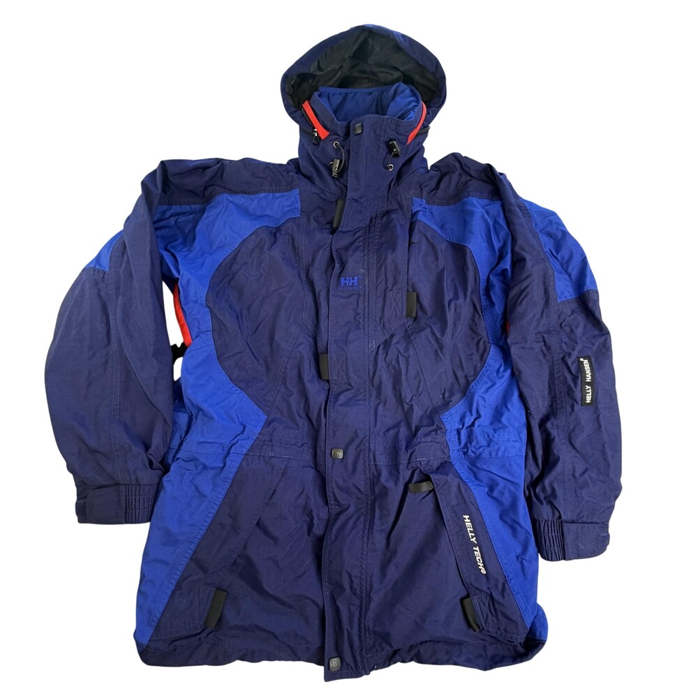 Helly Hansen Jacket Mens Small Blue Helly Tech Ski Waterproof Colorblock Hooded